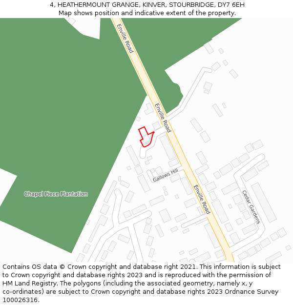 4, HEATHERMOUNT GRANGE, KINVER, STOURBRIDGE, DY7 6EH: Location map and indicative extent of plot