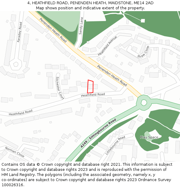 4, HEATHFIELD ROAD, PENENDEN HEATH, MAIDSTONE, ME14 2AD: Location map and indicative extent of plot