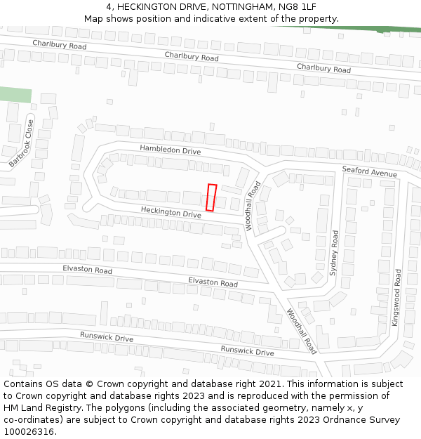 4, HECKINGTON DRIVE, NOTTINGHAM, NG8 1LF: Location map and indicative extent of plot