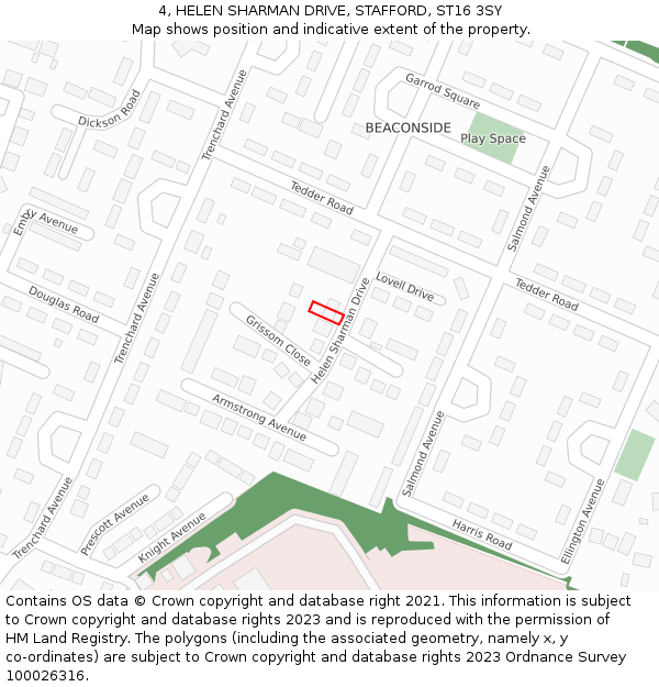 4, HELEN SHARMAN DRIVE, STAFFORD, ST16 3SY: Location map and indicative extent of plot