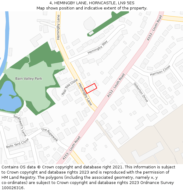 4, HEMINGBY LANE, HORNCASTLE, LN9 5ES: Location map and indicative extent of plot