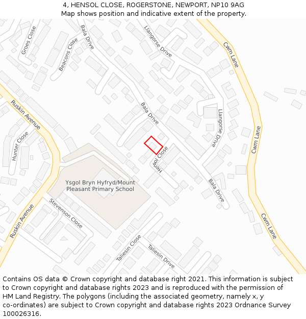 4, HENSOL CLOSE, ROGERSTONE, NEWPORT, NP10 9AG: Location map and indicative extent of plot