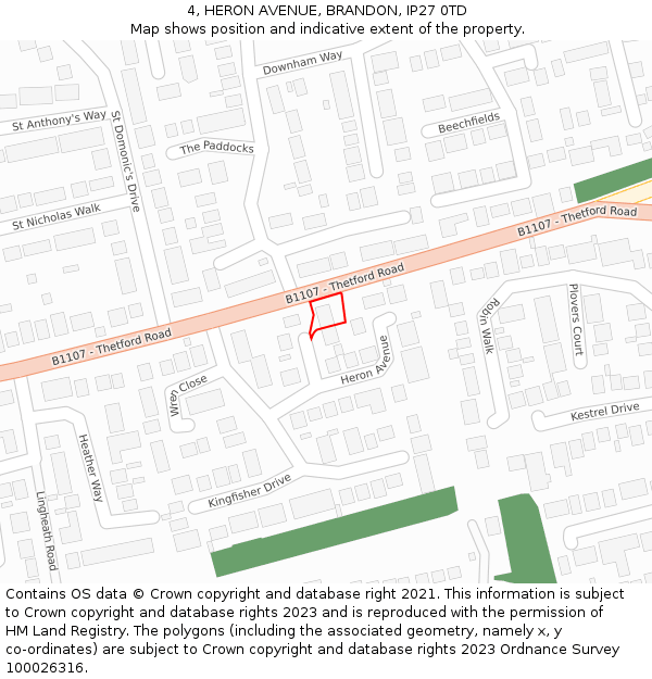 4, HERON AVENUE, BRANDON, IP27 0TD: Location map and indicative extent of plot