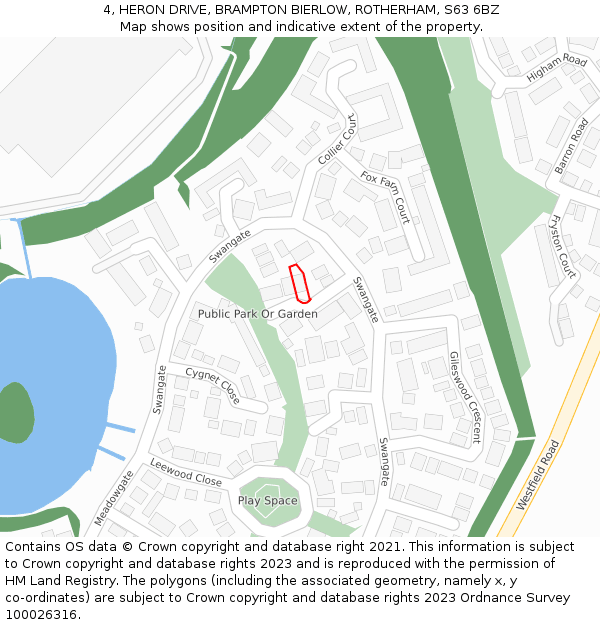 4, HERON DRIVE, BRAMPTON BIERLOW, ROTHERHAM, S63 6BZ: Location map and indicative extent of plot