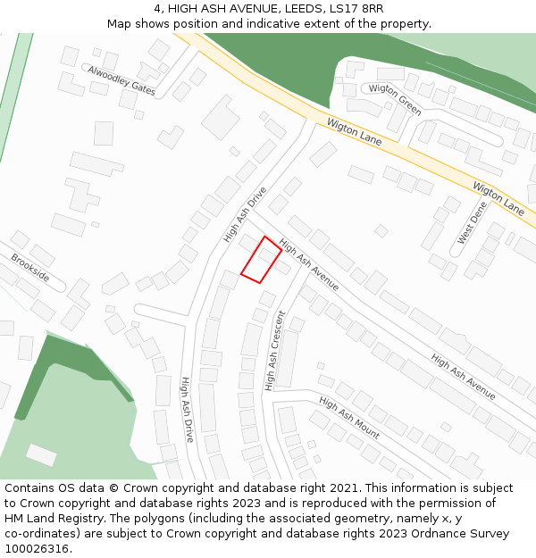 4, HIGH ASH AVENUE, LEEDS, LS17 8RR: Location map and indicative extent of plot