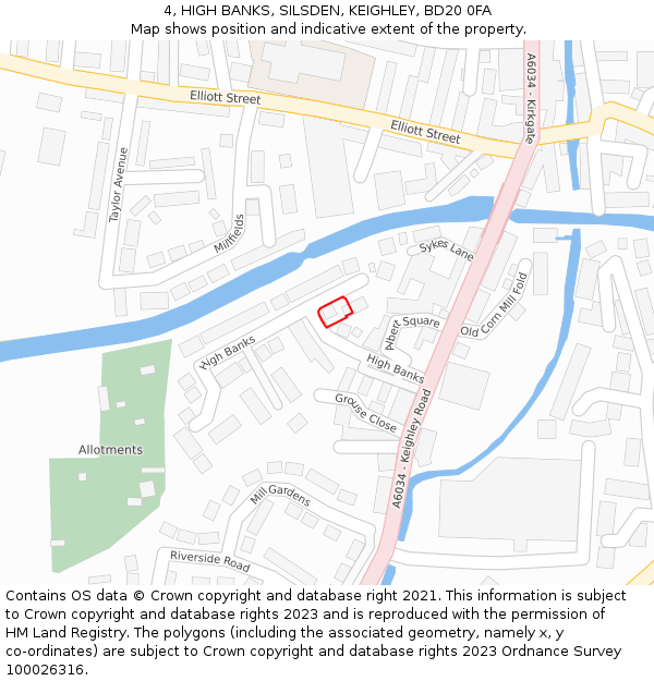 4, HIGH BANKS, SILSDEN, KEIGHLEY, BD20 0FA: Location map and indicative extent of plot