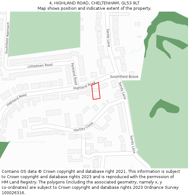 4, HIGHLAND ROAD, CHELTENHAM, GL53 9LT: Location map and indicative extent of plot