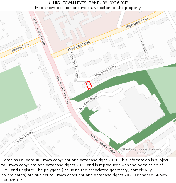 4, HIGHTOWN LEYES, BANBURY, OX16 9NP: Location map and indicative extent of plot