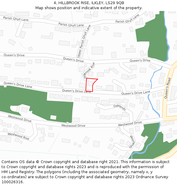 4, HILLBROOK RISE, ILKLEY, LS29 9QB: Location map and indicative extent of plot