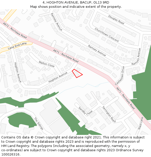 4, HOGHTON AVENUE, BACUP, OL13 9RD: Location map and indicative extent of plot