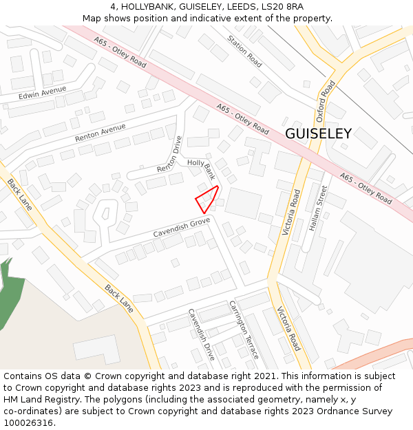 4, HOLLYBANK, GUISELEY, LEEDS, LS20 8RA: Location map and indicative extent of plot