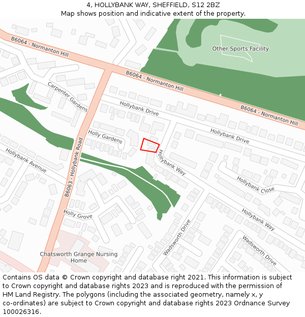 4, HOLLYBANK WAY, SHEFFIELD, S12 2BZ: Location map and indicative extent of plot