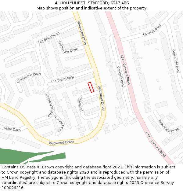 4, HOLLYHURST, STAFFORD, ST17 4RS: Location map and indicative extent of plot