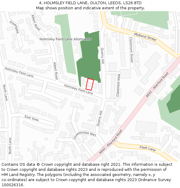 4, HOLMSLEY FIELD LANE, OULTON, LEEDS, LS26 8TD: Location map and indicative extent of plot