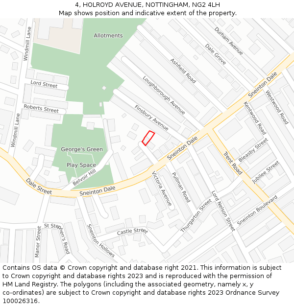4, HOLROYD AVENUE, NOTTINGHAM, NG2 4LH: Location map and indicative extent of plot