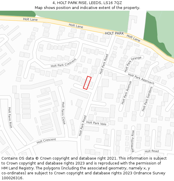 4, HOLT PARK RISE, LEEDS, LS16 7QZ: Location map and indicative extent of plot