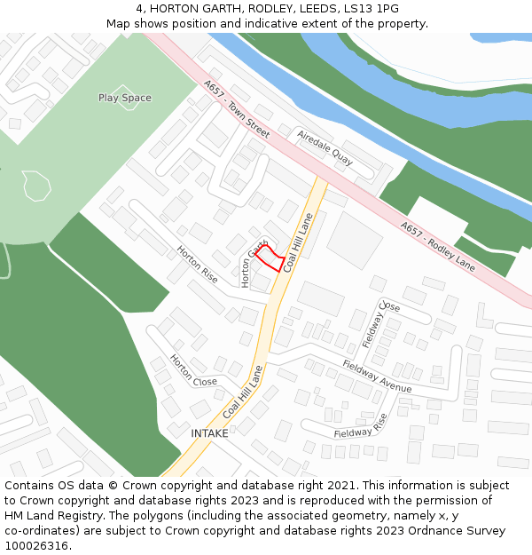 4, HORTON GARTH, RODLEY, LEEDS, LS13 1PG: Location map and indicative extent of plot