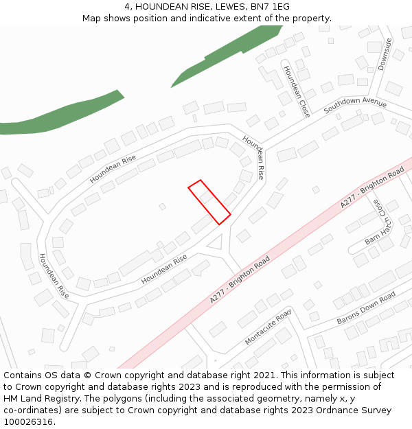 4, HOUNDEAN RISE, LEWES, BN7 1EG: Location map and indicative extent of plot