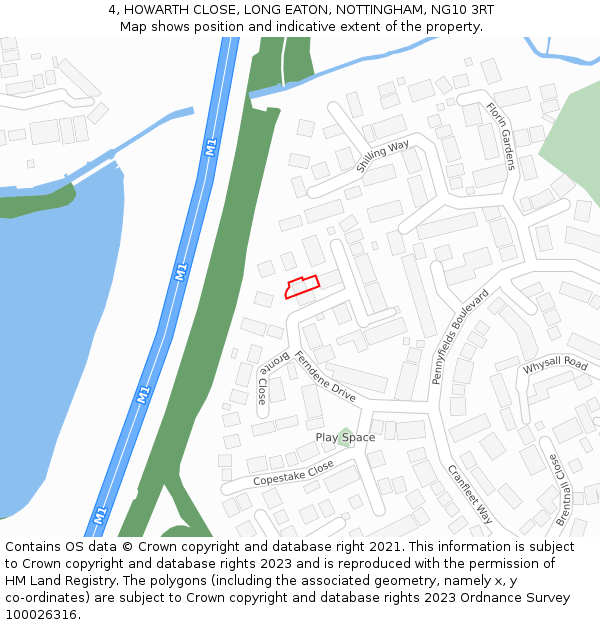 4, HOWARTH CLOSE, LONG EATON, NOTTINGHAM, NG10 3RT: Location map and indicative extent of plot