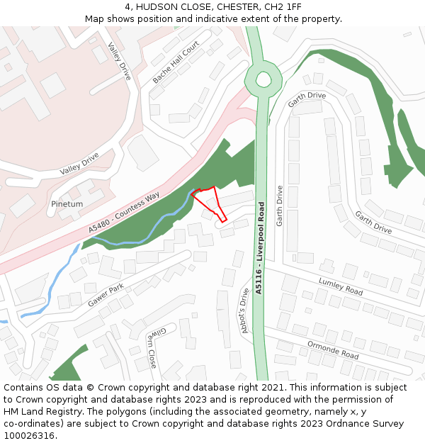 4, HUDSON CLOSE, CHESTER, CH2 1FF: Location map and indicative extent of plot