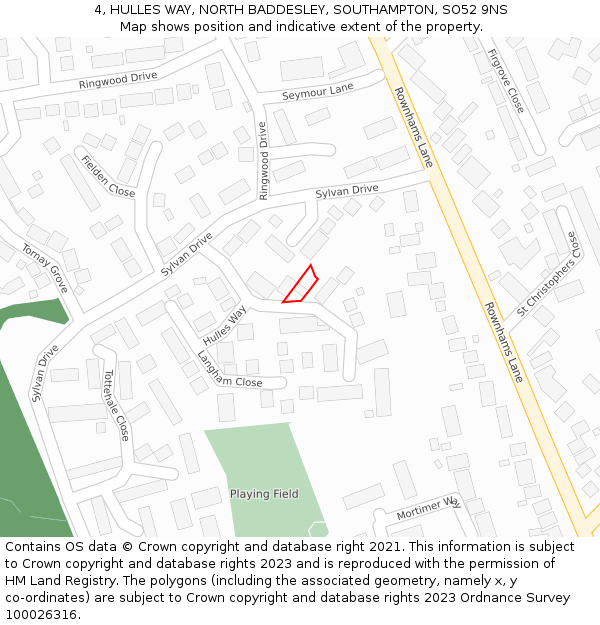 4, HULLES WAY, NORTH BADDESLEY, SOUTHAMPTON, SO52 9NS: Location map and indicative extent of plot