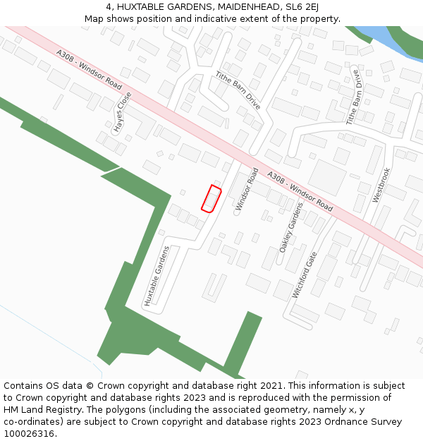 4, HUXTABLE GARDENS, MAIDENHEAD, SL6 2EJ: Location map and indicative extent of plot