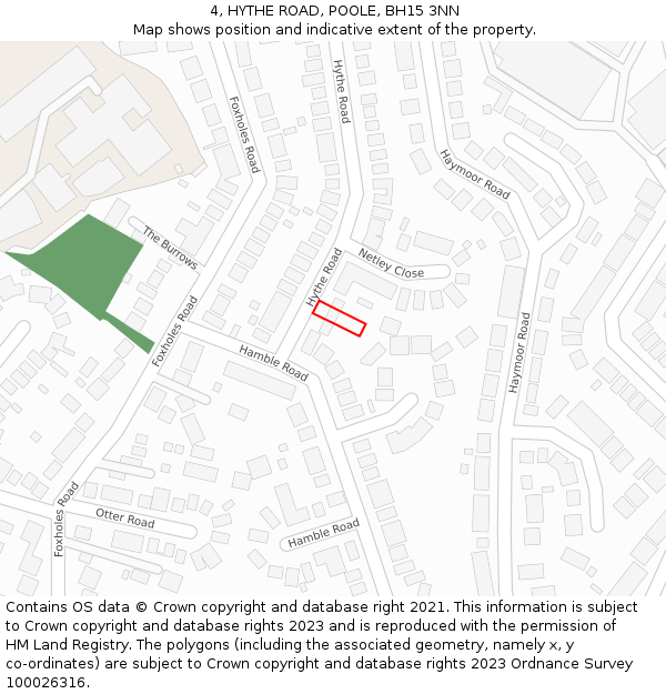 4, HYTHE ROAD, POOLE, BH15 3NN: Location map and indicative extent of plot