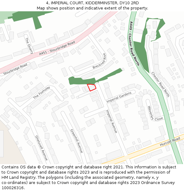 4, IMPERIAL COURT, KIDDERMINSTER, DY10 2RD: Location map and indicative extent of plot