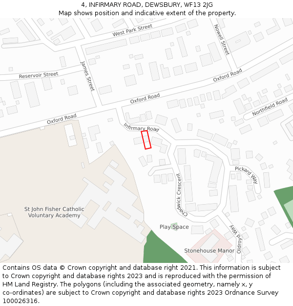 4, INFIRMARY ROAD, DEWSBURY, WF13 2JG: Location map and indicative extent of plot