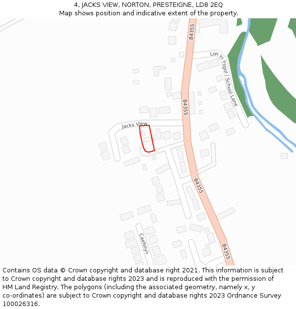 4, JACKS VIEW, NORTON, PRESTEIGNE, LD8 2EQ: Location map and indicative extent of plot