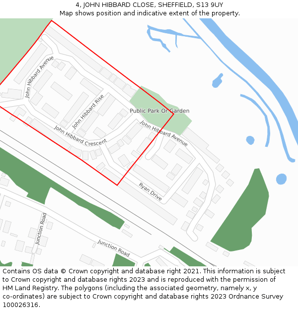 4, JOHN HIBBARD CLOSE, SHEFFIELD, S13 9UY: Location map and indicative extent of plot