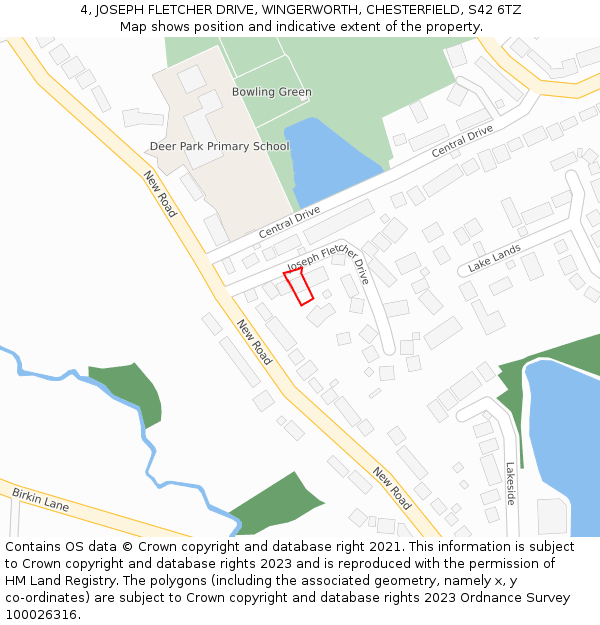 4, JOSEPH FLETCHER DRIVE, WINGERWORTH, CHESTERFIELD, S42 6TZ: Location map and indicative extent of plot