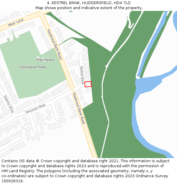 4, KESTREL BANK, HUDDERSFIELD, HD4 7LD: Location map and indicative extent of plot