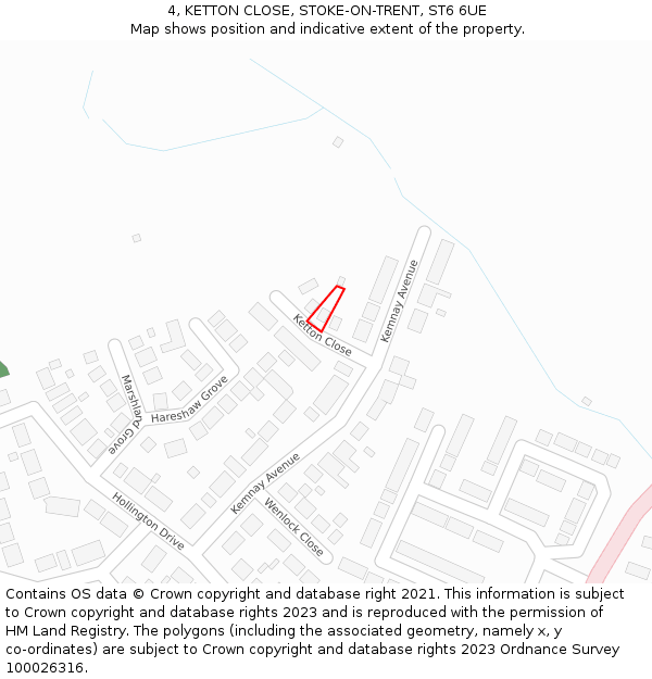4, KETTON CLOSE, STOKE-ON-TRENT, ST6 6UE: Location map and indicative extent of plot