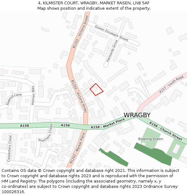 4, KILMISTER COURT, WRAGBY, MARKET RASEN, LN8 5AF: Location map and indicative extent of plot