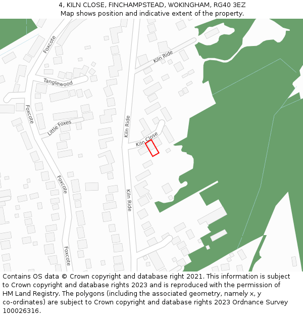 4, KILN CLOSE, FINCHAMPSTEAD, WOKINGHAM, RG40 3EZ: Location map and indicative extent of plot