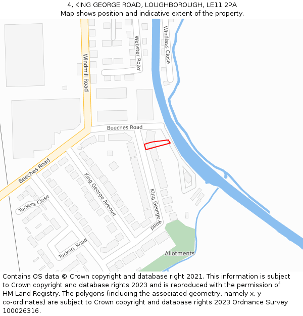 4, KING GEORGE ROAD, LOUGHBOROUGH, LE11 2PA: Location map and indicative extent of plot