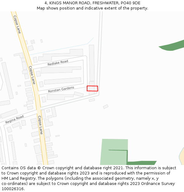 4, KINGS MANOR ROAD, FRESHWATER, PO40 9DE: Location map and indicative extent of plot