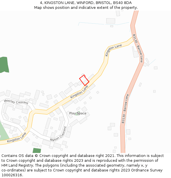 4, KINGSTON LANE, WINFORD, BRISTOL, BS40 8DA: Location map and indicative extent of plot