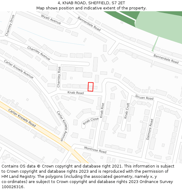 4, KNAB ROAD, SHEFFIELD, S7 2ET: Location map and indicative extent of plot