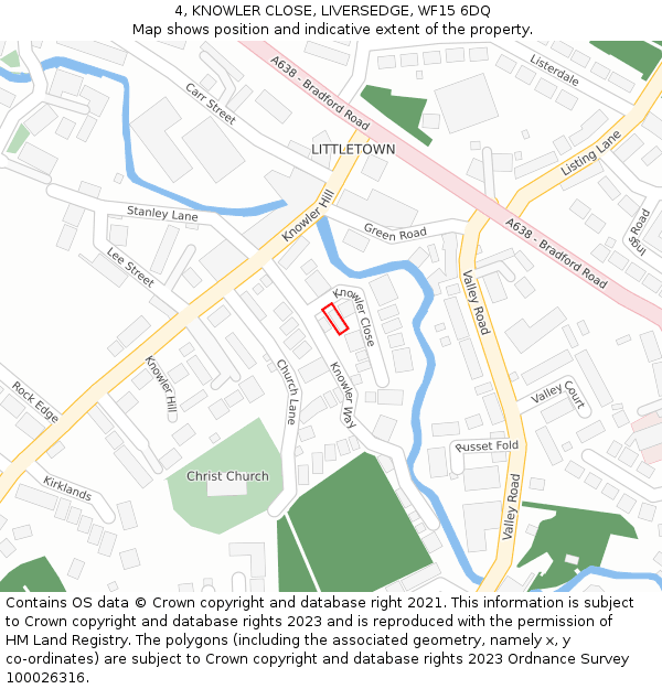 4, KNOWLER CLOSE, LIVERSEDGE, WF15 6DQ: Location map and indicative extent of plot