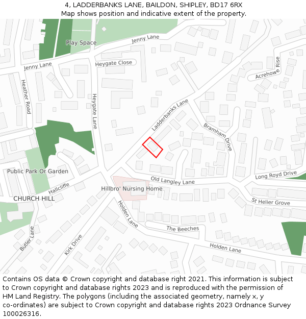 4, LADDERBANKS LANE, BAILDON, SHIPLEY, BD17 6RX: Location map and indicative extent of plot