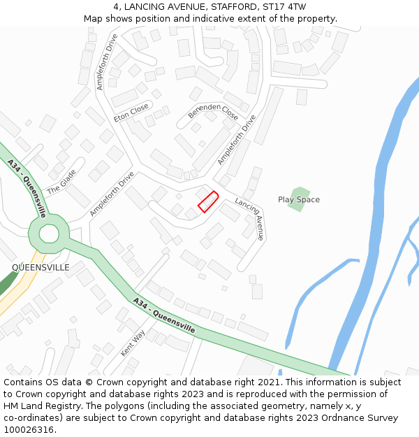 4, LANCING AVENUE, STAFFORD, ST17 4TW: Location map and indicative extent of plot