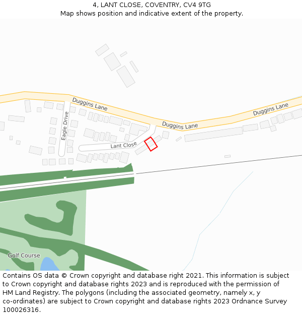 4, LANT CLOSE, COVENTRY, CV4 9TG: Location map and indicative extent of plot