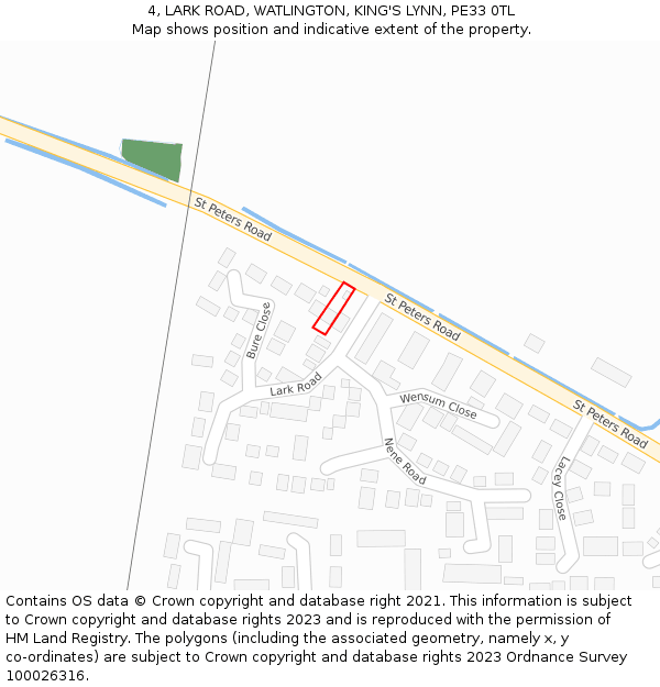4, LARK ROAD, WATLINGTON, KING'S LYNN, PE33 0TL: Location map and indicative extent of plot