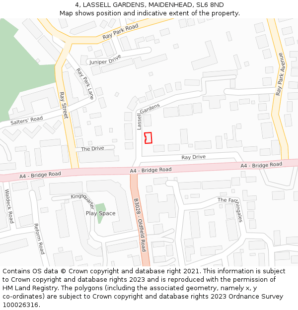 4, LASSELL GARDENS, MAIDENHEAD, SL6 8ND: Location map and indicative extent of plot