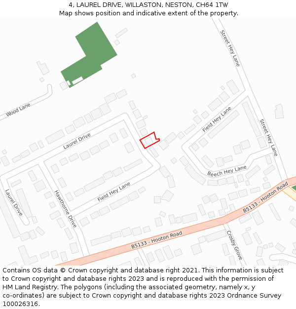 4, LAUREL DRIVE, WILLASTON, NESTON, CH64 1TW: Location map and indicative extent of plot