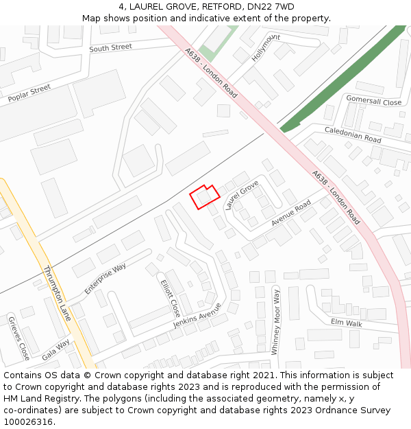 4, LAUREL GROVE, RETFORD, DN22 7WD: Location map and indicative extent of plot