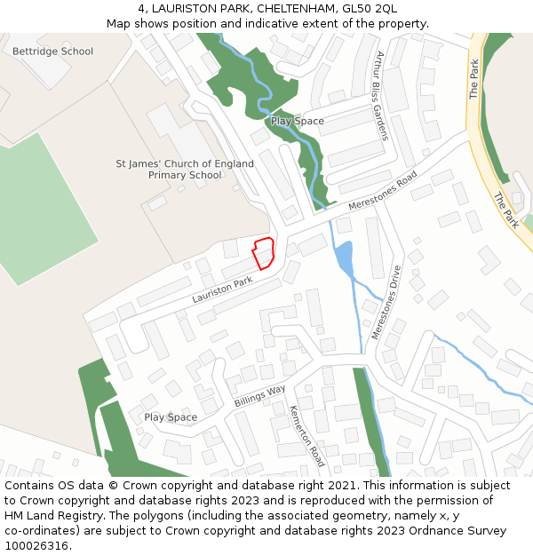 4, LAURISTON PARK, CHELTENHAM, GL50 2QL: Location map and indicative extent of plot