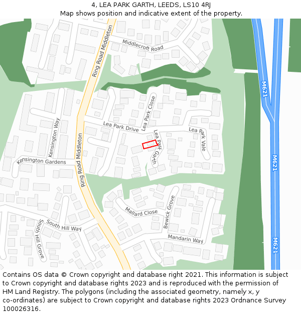 4, LEA PARK GARTH, LEEDS, LS10 4RJ: Location map and indicative extent of plot
